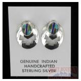 Sterling Silver Earrings W/ Inlaid Stone Accents.