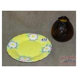 Majolica Style Plate & Vase.