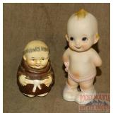 Goebel Monk Shaker & Porcelin Kewpie.