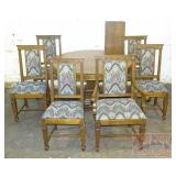 Wonderful Oak Dining Table, 6 Chairs & 3 Leaves