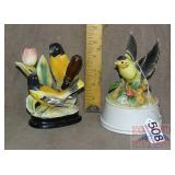 2 Porcelain Bird Figurines, 1 Musical.