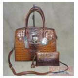 Brahmin Style Faux Alligator Purse & Wristlet.