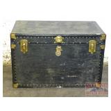 Vintage Black Trunk W/ Brass Accents.