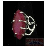 Sterling & Mine Cut Ruby Modern Style Ring.
