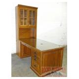 High End Woodley's Partner's Desk W/ Hutch Top.