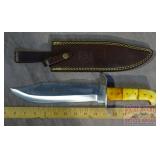 Massive 15" Bowie Style Knife W/ Leather Sheath.