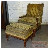 Cool Vintage Upholstered Arm Chair & Ottoman.