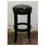 Round Bar Stool W/ Leather Style Upholstery.