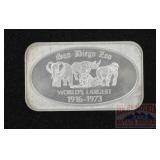 1 Troy Ounce Silver Bar - 'San Diego Zoo'.