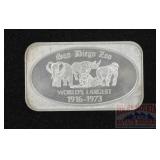 1 Troy Ounce Silver Bar - "San Diego Zoo".