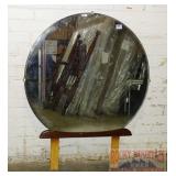 Art Deco Round Beveled Mirror.