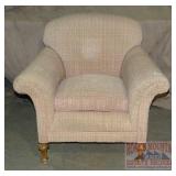 Vintage Overstuffed Armchair W/ Wood Legs.