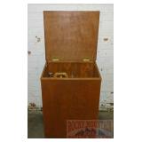 Rolling Lift Top Sewing Notions Cabinet.