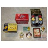 Camel Poker Chip Tin & Asst. Collector Tins.