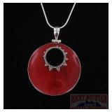 Deep Red Coral & Sterling Pendant & Necklace.