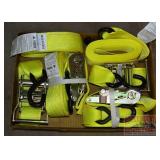 4 New 2'X16' Ratcheting tie Downs W/ S-Hooks.