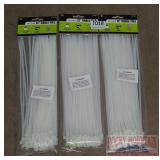 3 New 100 Count Packs of 12' Cable Ties.