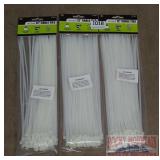 3 New 100 Count Packs of 12" Cable Ties.