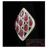 Vintage Style Sterling & Mine Cut Ruby Ring, 7.5