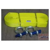 New Yellow 2'X30' Tow Strap & 2 3/4' Clevises.