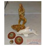 Stone Dolphin, Wooden Figure & More.