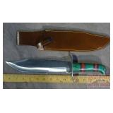 Massive 15" Bowie Style Knife W/ Leather Sheath.