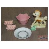 Vintage Horse Planter, Candlesticks & More.