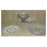 Asst. Vintage Pressed Glass Platters & More.