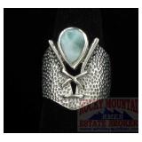 Carved Sterling & Larimar Dress Ring, 7.5