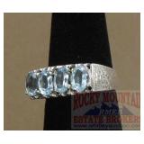 Sterling & Blue Topaz Eternity Style Ring, 8.5
