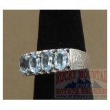 Sterling & Blue Topaz Eternity Style Ring, 8.5