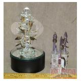 Art Glass Dragon & Castle Figurines.