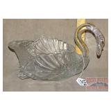 Large Glass Swan Bowl.