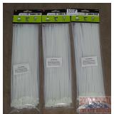 3 New 100 Count Packs of 12" Cable Ties.