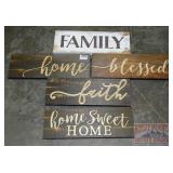Signs - 5 Wooden Décor signs, 16x5.5"h, P. Graham