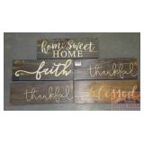 Signs - 5 Wooden Décor signs, 16x5.5"h, P. Graham