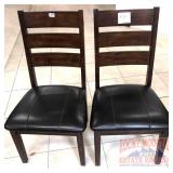 2 New Ladder Back Chairs W/ Leather Upholstery.