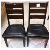 2 New Ladder Back Chairs W/ Leather Upholstery.