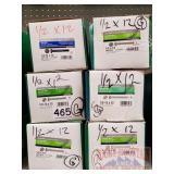 (6) BOXES GALVANIZED CARRIAGE BOLTS - 1/2-13x12 25