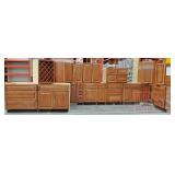 Assorted Raised Panel Cherry Finish Cabinets.