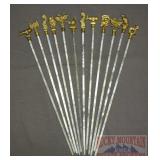 12 Vintage Brass Handle Skewers.