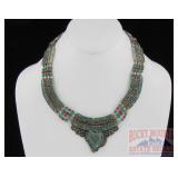 German Silver & Turquoise Inlaid Choker