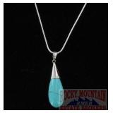 Sterling Silver & Turquoise Drop Pendant