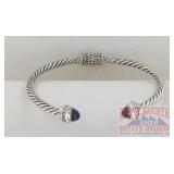 Yurman Style Sterling & Amethyst Bracelet.