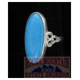 Western Style Sterling & Turquoise Ring, 7.5.