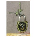 Large Cast Brass Lion Garden Gate Padlock.