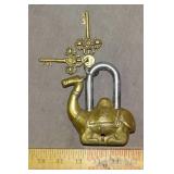Large Cast Brass Camel Garden Gate Padlock.