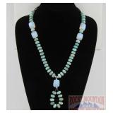 Native Am. Turquoise & Moonstone Necklace