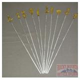 10 Vintage Brass Handle Skewers.