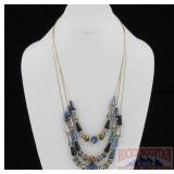 Art Deco Style 3 Strand Beaded Necklace.